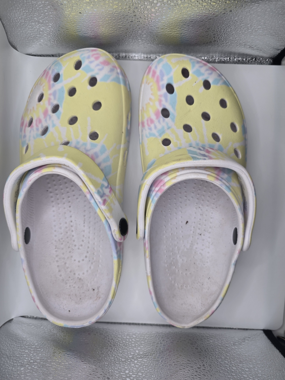 Time and Tru Yellow Tie-Dye Slip-On Clogs
